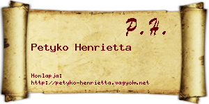 Petyko Henrietta névjegykártya